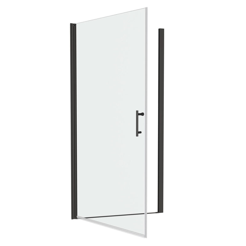 Zerra Series 34" W x 72" H Matte Black Semi-Frameless Pivot Shower Door