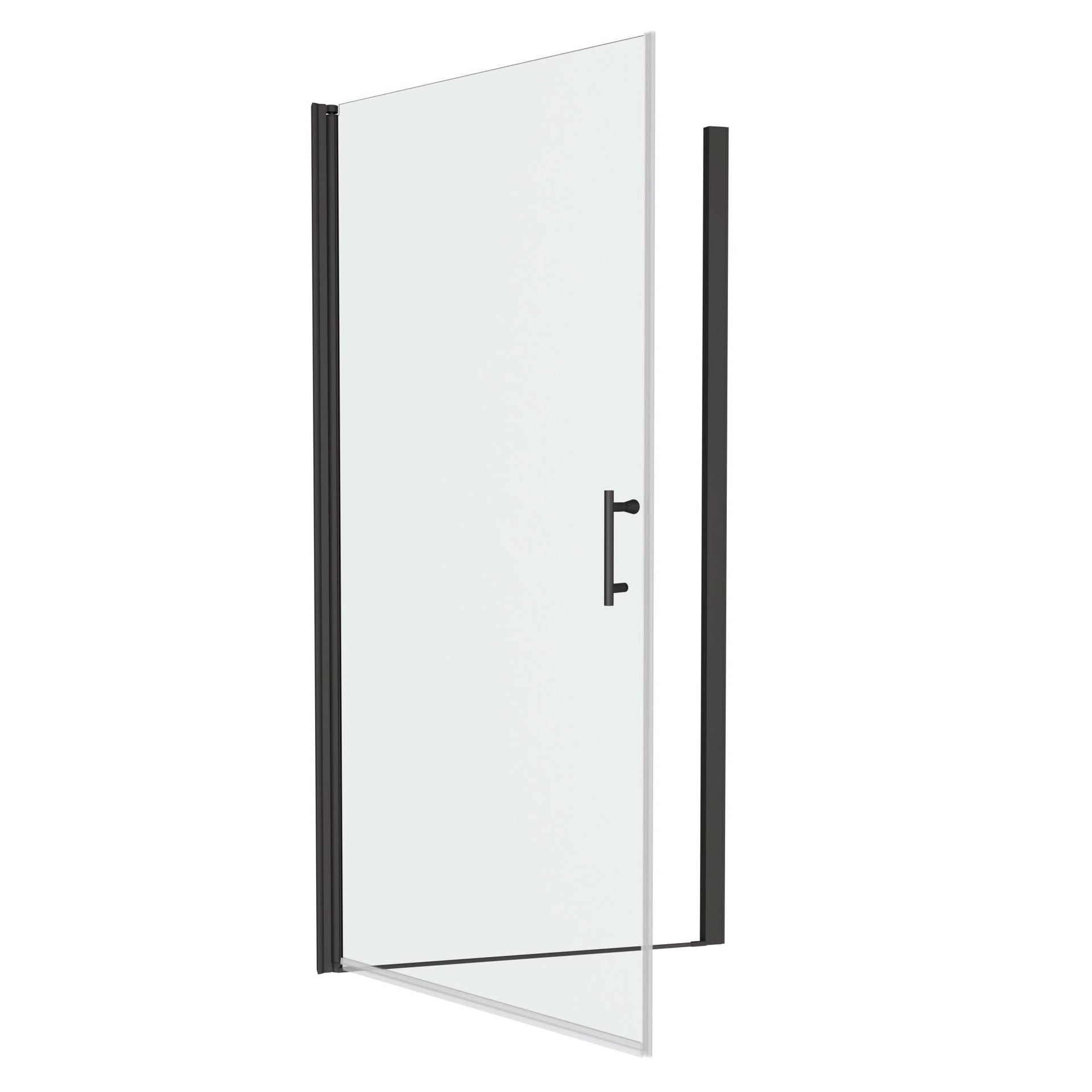 Matte Black Framed Pivot Glass Shower Door - Installed Stall Shower ...