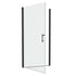 matte black framed pivot glass shower door.