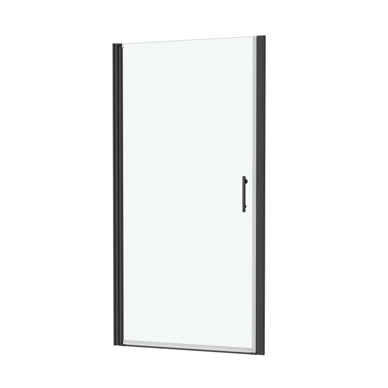 Zerra Series 32" W x 72" H Matte Black Semi-Frameless Pivot Shower Door