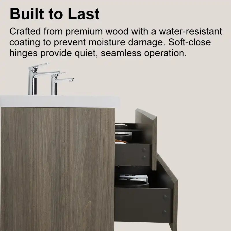 71 X 20 Modern Floating Double Sink Bathroom Vanity - Wall Mounted Storage Cabinet color: Ash Grey