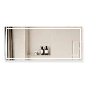 110"x48" LED bathroom vanity mirror with lights – anti-fog, dimmable, modern frameless design for large bathrooms