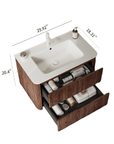 30/36" X 18" X 20" Modern Wall-Mounted Bathroom Vanity with Sink and Storage - Pre-Assembled Retro Walnut color: White + Deep Walnut