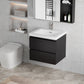 Floating Bathroom Vanity with Resin Top Basin & Soft Close Drawers - Modern Wall-Mounted Storage Cabinet color: Black