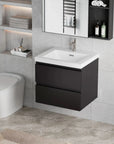 Floating Bathroom Vanity with Resin Top Basin & Soft Close Drawers - Modern Wall-Mounted Storage Cabinet color: Black