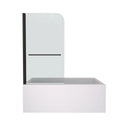 34 x 58 bathtub half glass door with frameless pivot design in matte black | Ace Decor