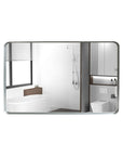 Glossy Brushed Silver Wall Mirror - Rounded Rectangle, Metal Frame size: 36 X 30