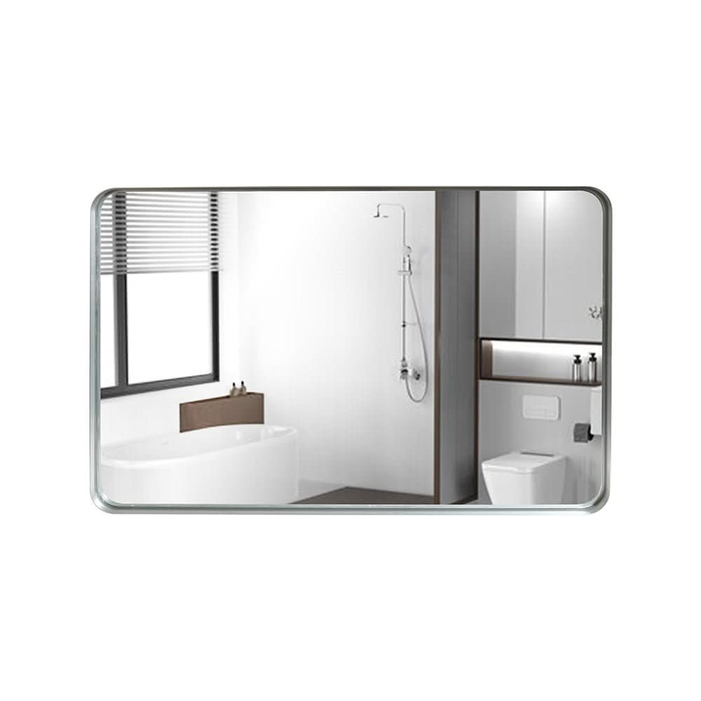 Lunare 40'' Glossy Brushed Silver Wall Framed Mirror