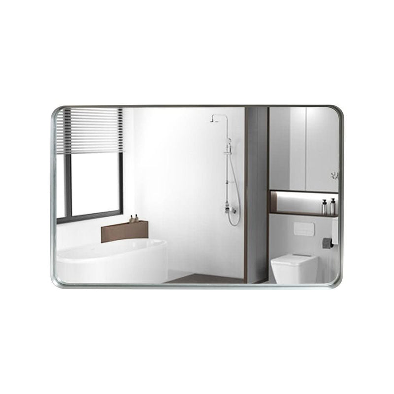 Lunare 40" Glossy Brushed Silver Wall Framed Mirror