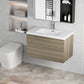 Floating Bathroom Vanity with Resin Top Basin & Soft Close Drawers - Modern Wall-Mounted Storage Cabinet color: Ash Grey