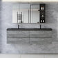 59/71" Grey Modern Floating Bathroom Vanity with Double Black Quartz Top & Soft Close Drawers color: Grey