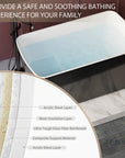 Nectar black multi-layer acrylic bathtub construction showing insulation, fiberglass reinforcement, and durable surface.