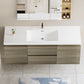 Modern Floating Bathroom Vanity with Resin Top Basin & Soft Close Drawers - Wall-Mounted Storage Cabinet color: Ash Grey