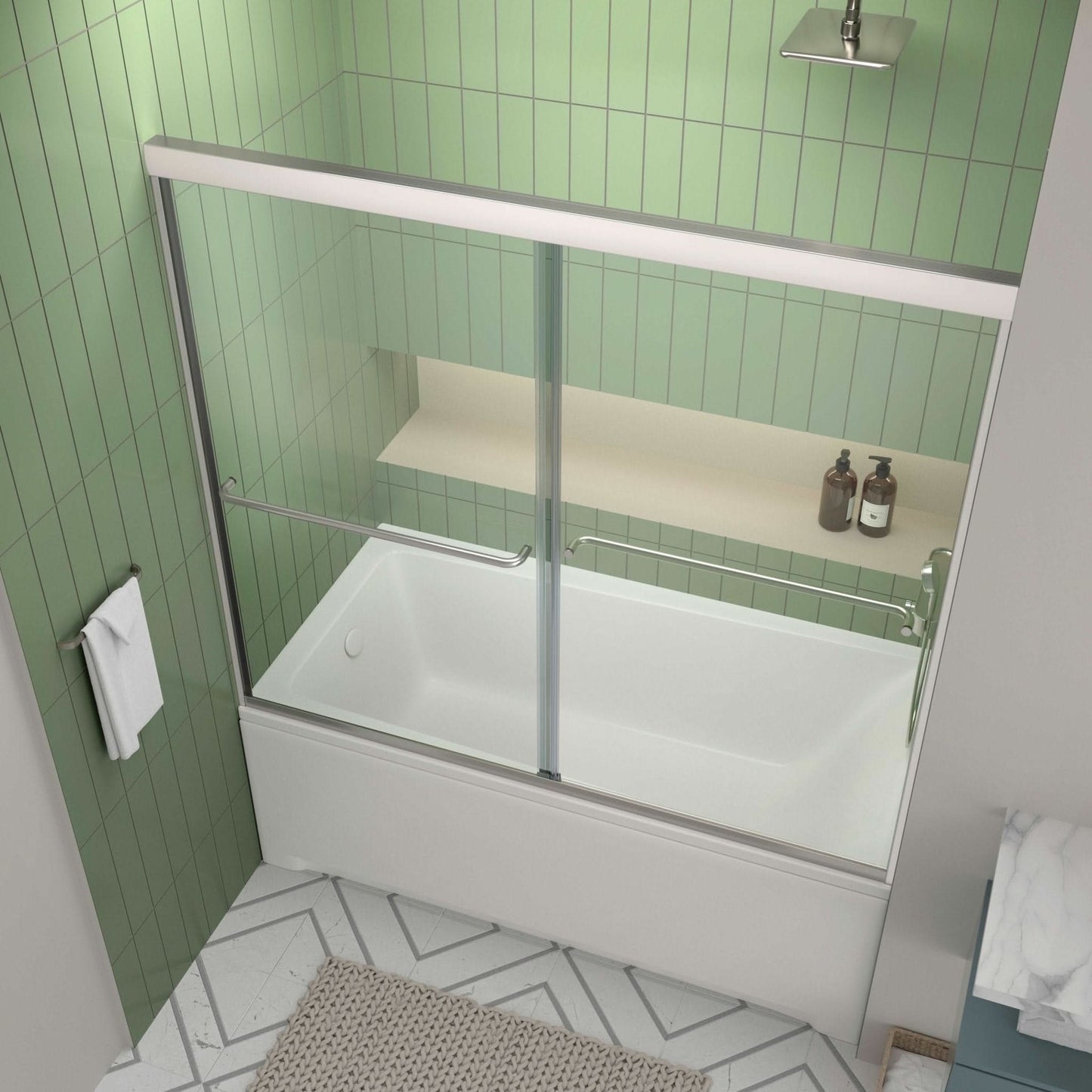 60" W x 58" H Framed Bypass Bathtub Door color:chrome