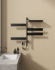 matte black heated towel rack 18 x 30 wall mounted design | Ace Decor
