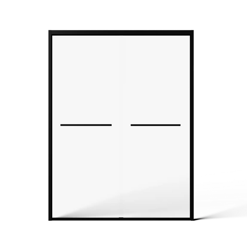 Montra-Plus Series 60" x 70" Matte Black Framed Double Sliding Shower Doors - 4'' Adjustable Fit