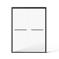Straight-on front view of minimalist black-framed sliding doors for shower, size 60 x 70.