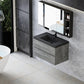 Floating Bathroom Vanity with Quartz Sand Basin and Soft Close Drawers color: Grey