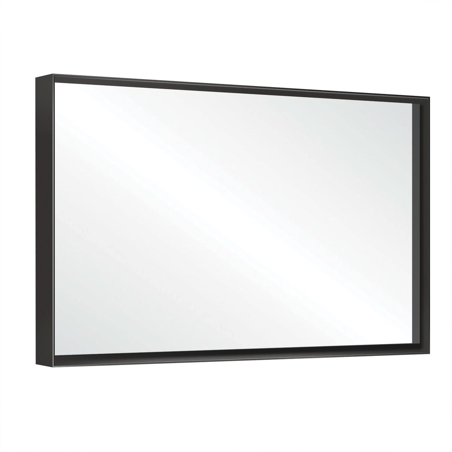 Glossy Black Rectangular Bathroom Mirror with Metal Frame size: 40 X 30