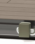 Close-up of the bottom roller with quick release and smooth sliding design on Brivio Series shower door.