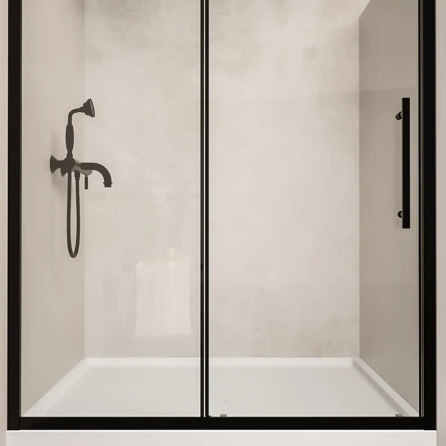 44"-48"/56"-60"W x 72"H Sliding Shower Door, Matte Black Frame with 1/4" Tempered Glass color: Matte Black