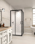 36" x 72" Corner Shower Enclosure - Black Double Sliding Glass Shower Door