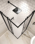 36" x 72" Corner Shower Enclosure - Black Double Sliding Glass Shower Door