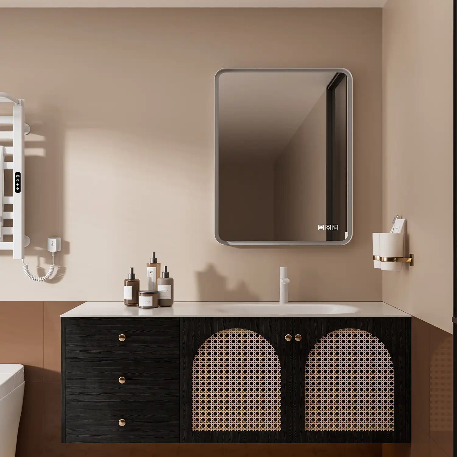 Rectangular Framed Dimmable Anti-Fog LED Wall Bathroom Vanity Mirror
