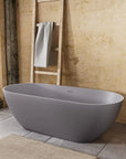 Stone Resin Freestanding Soaking Bathtub  color:Matte Gray