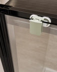 Close-up of Brivio shower door upper roller system for smooth and quiet shower door sliding.