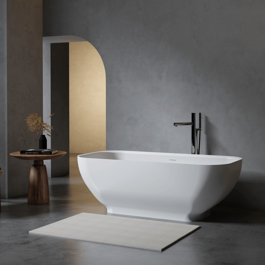 Luxury Solid Surface Freestanding Soaking Bathtub color:white