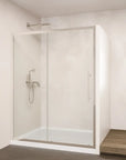 44"-48"/56"-60"W x 72"H Sliding Shower Door, Matte Black Frame with 1/4" Tempered Glass color: Chrome