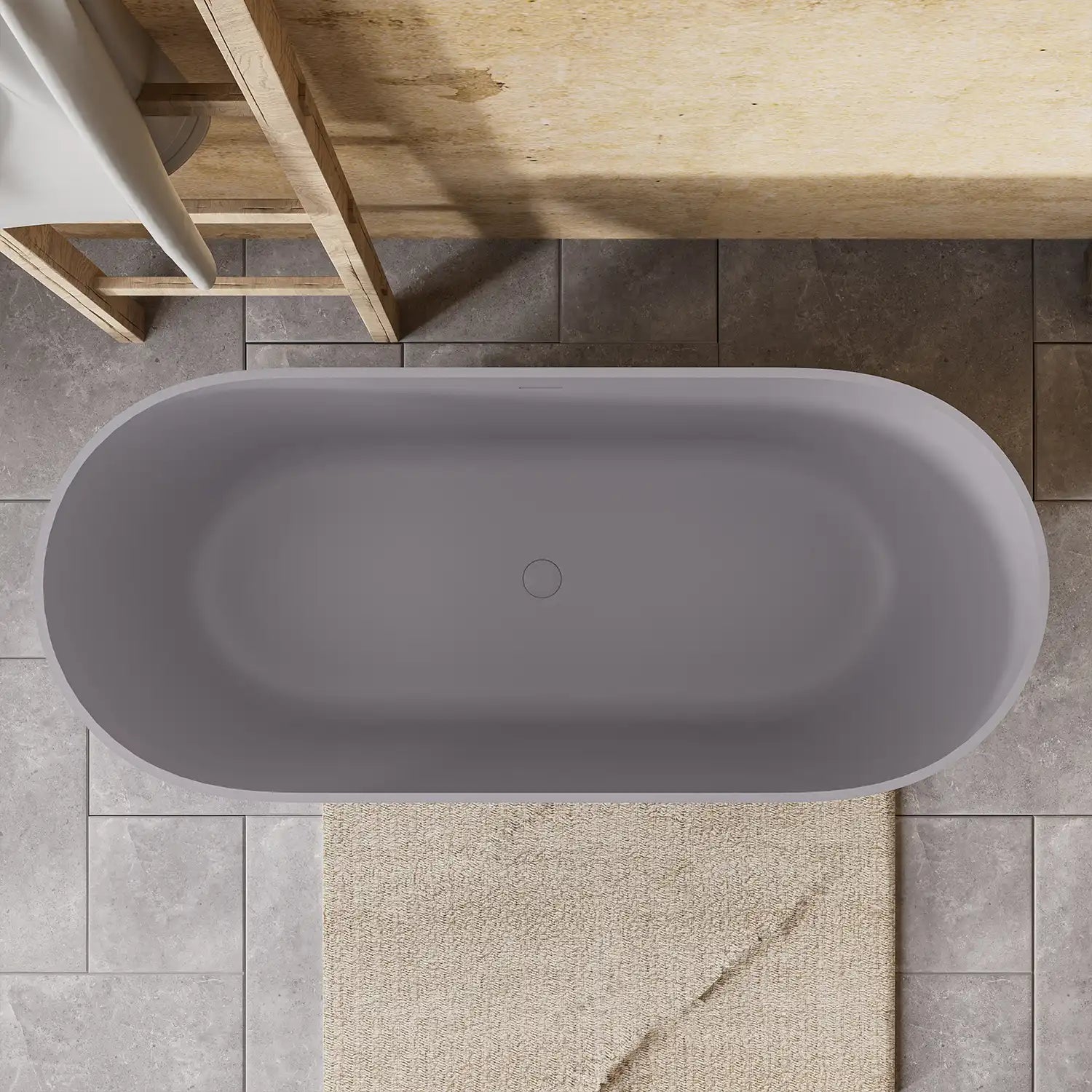 Stone Resin Freestanding Soaking Bathtub  color:Matte Gray