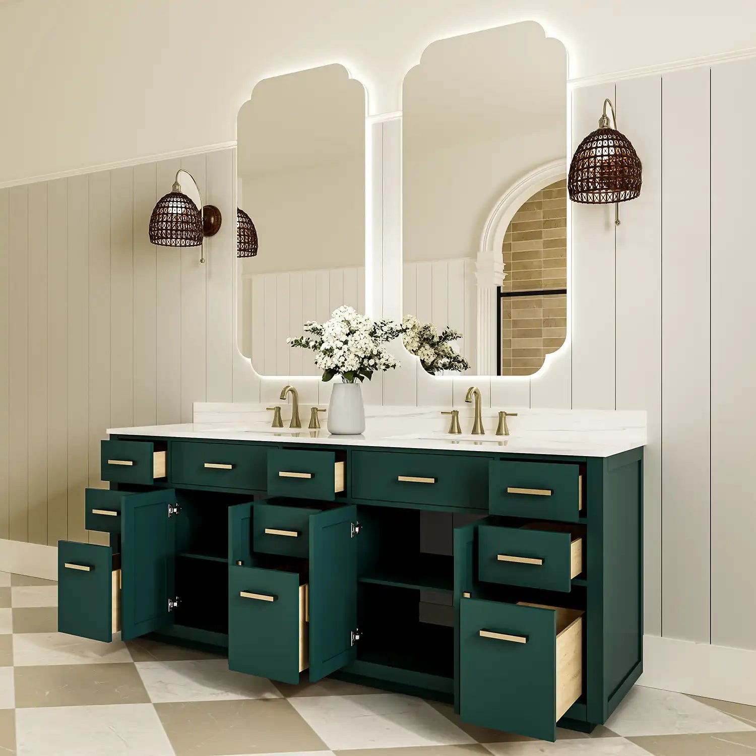 Breshia Series 84&quot; Bathroom Vanity with Double Sink