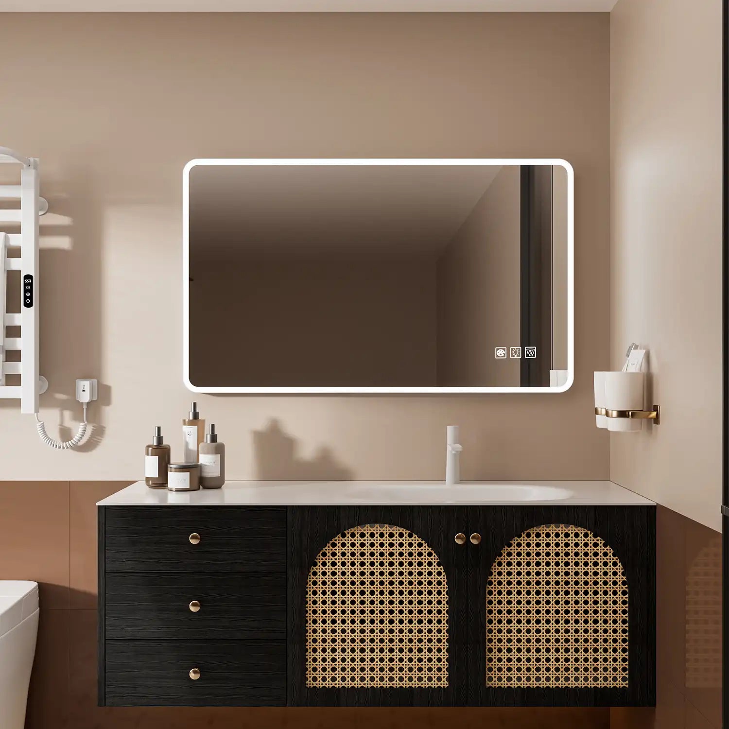 Rectangular Framed Dimmable Anti-Fog LED Wall Bathroom Vanity Mirror