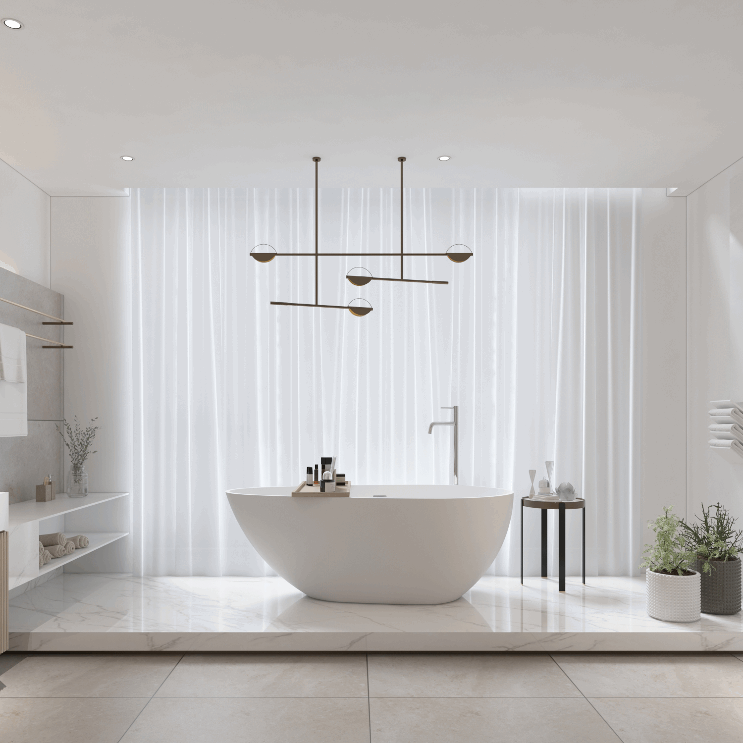 Freestanding Soaking Bathtub with Overflow in color:White