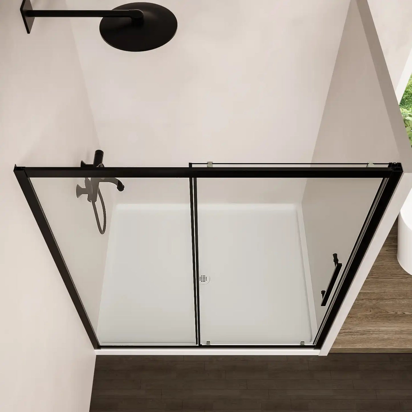 44"-48"/56"-60"W x 72"H Sliding Shower Door, Matte Black Frame with 1/4" Tempered Glass color: Matte Black