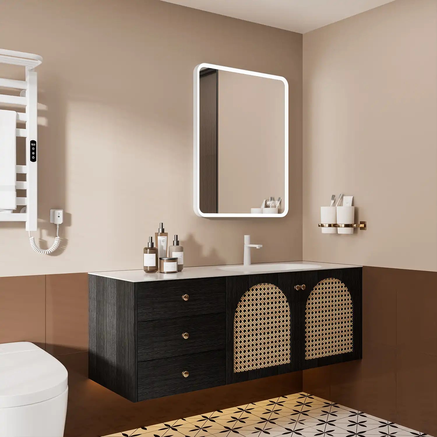 Rectangular Framed Dimmable Anti-Fog LED Wall Bathroom Vanity Mirror