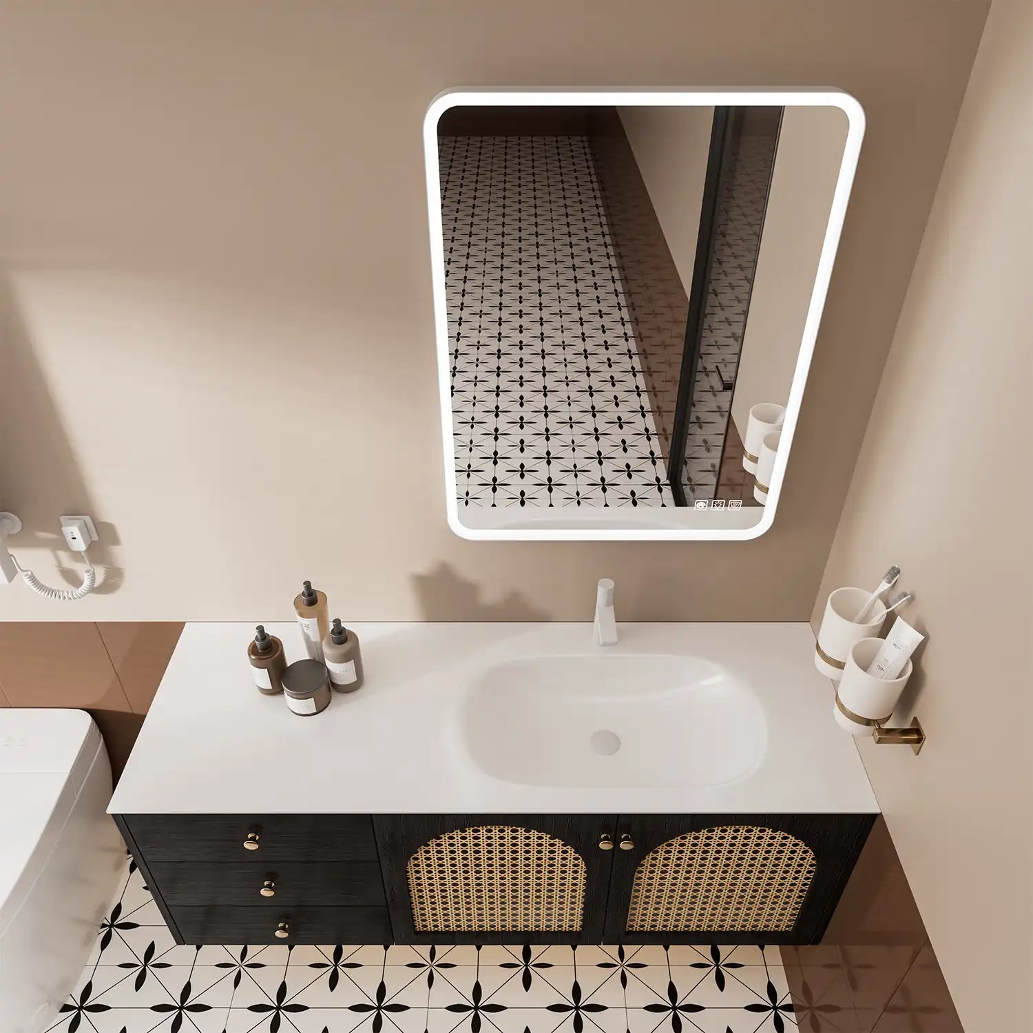 Rectangular Framed Dimmable Anti-Fog LED Wall Bathroom Vanity Mirror