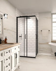 36" x 72" Corner Shower Enclosure - Black Double Sliding Glass Shower Door