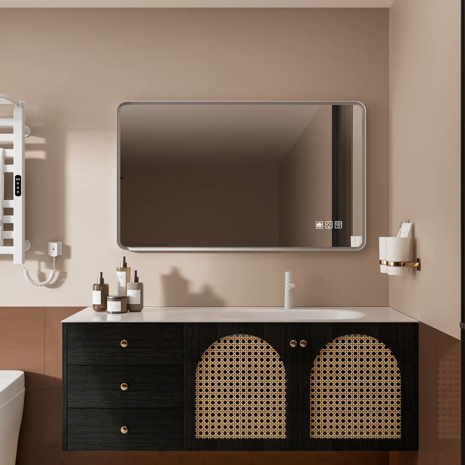 Rectangular Framed Dimmable Anti-Fog LED Wall Bathroom Vanity Mirror