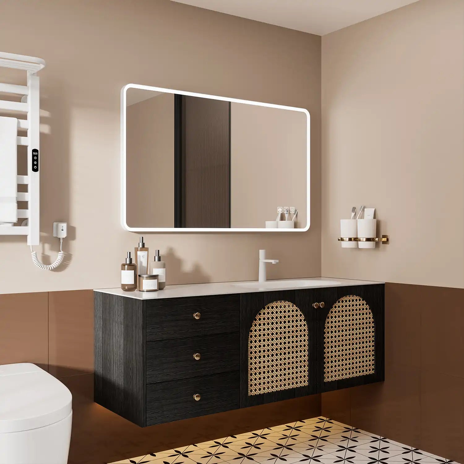 Rectangular Framed Dimmable Anti-Fog LED Wall Bathroom Vanity Mirror