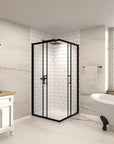 36" x 72" Corner Shower Enclosure - Black Double Sliding Glass Shower Door