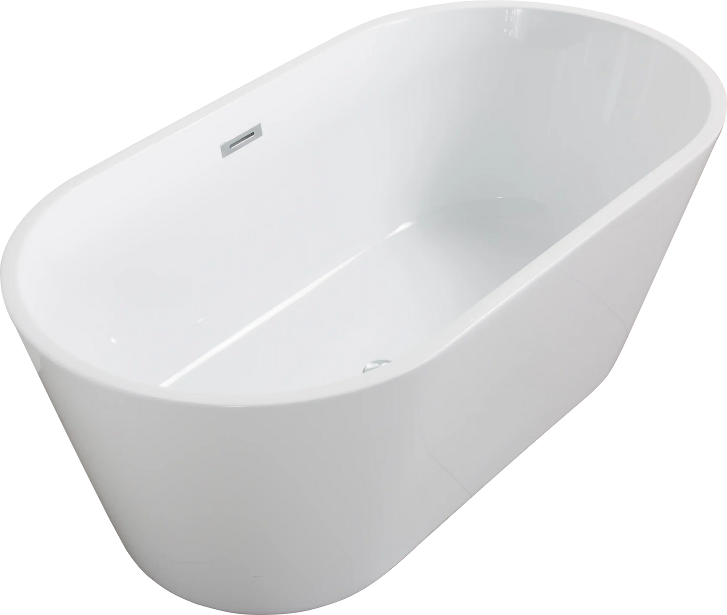 Modern Acrylic Freestanding Soaking Tub with Chrome Overflow and Drain color: White