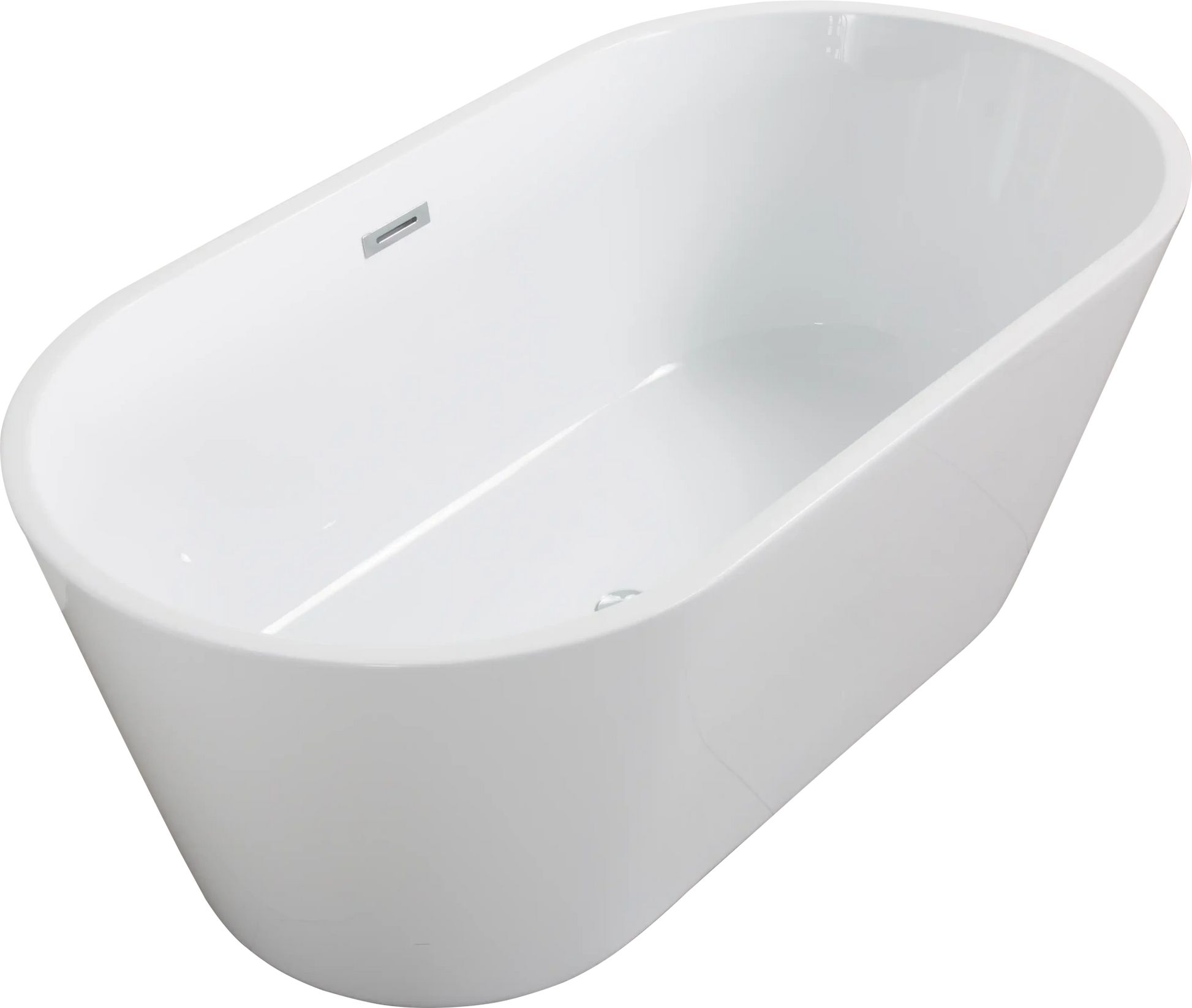 Modern Acrylic Freestanding Soaking Tub with Chrome Overflow and Drain color: White