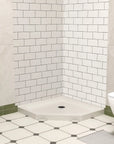 Corner Drain Neo-Angle Shower Base for Tile color:White