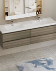 71 X 20 Modern Floating Double Sink Bathroom Vanity - Wall Mounted Storage Cabinet color: Ash Grey