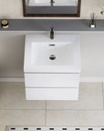 Floating Bathroom Vanity with Resin Top Basin & Soft Close Drawers - Modern Wall-Mounted Storage Cabinet color:White