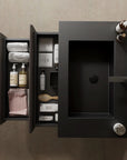 30" x 20" x 22" Modern Wall-Mounted Bathroom Vanity with Sink & Storage color: Black + Dark Walnut