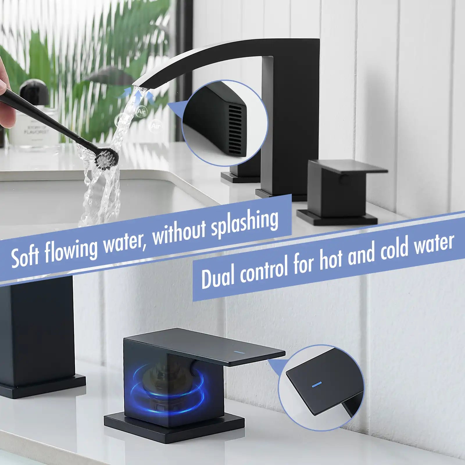 Summit Series 8&quot; Matte Black Bathroom Faucet with Easy-Install Design